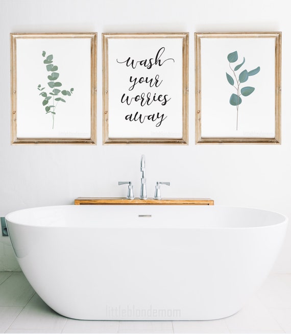 slijm Werkwijze geef de bloem water Badkamer Wanddecoratie Set van 3 Wall Art Boerderij Muur - Etsy België