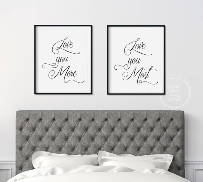 Set of 2 printable romantic wall art bedroom decor love | Etsy
