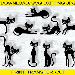 Mid-Century Cats Bundle MCM Elements Svg Png Dxf Jpg Files DIY, Mid Century Modern Decor, Atomic Age, Vector Digital Graphics Clipart