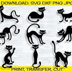 Cats Silhouette Bundle MCM Elements Svg Png Dxf Jpg Files, Mermorial Cat, Cats Lovers Gift, Mid Century Modern, Atomic Age, Digital Graphics