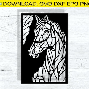 Horse Head Wall Art Decor Svg Dxf Eps Png Files, Panel Room Decoration, Animal-themed, Laser Cut-out/Print, Office, Living room Decor #2