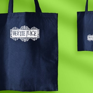 Beetlejuice tote bag, Beetlejuice accesories, punk, dark, black and white tote, spooky bag,