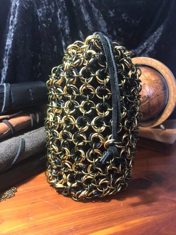 Large Stainless Steel Chainmaille Chainmail Dice Bag Pouch Drawstring RPG LARP 