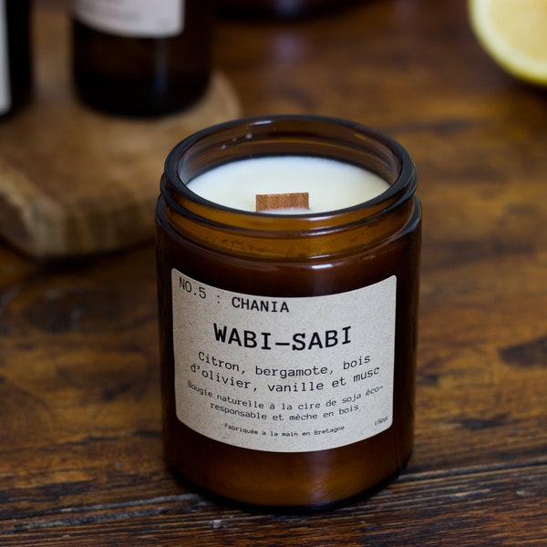 Vela de cera de soja natural n.º 5: Chania de Wabi-Sabi