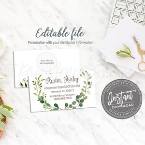 Editable Business Card, Essential Oil Business Card, Business Card Template, Printable Marketing Materials, Instant Download