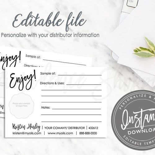 Essential Oil Sample Card Printable Sample Template Sample | Etsy