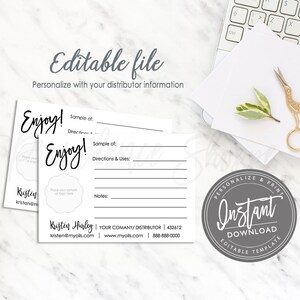 Essentiële olie monsterkaart, afdrukbare voorbeeldsjabloon, monster voor etherische oliën, olie visitekaartje, BEWERKBAAR, Instant Download