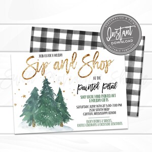 May include: Invitation to a Sip and Shop event at the Painted Petal, featuring local hand painted art and holiday gifts. The event will be held on Saturday, June 16th from 5:00-7:00 PM at 2530 Smith Way in Canton, Mississippi 82008. Enjoy drinks and snacks, raffle giveaways, and exclusive discounts.
