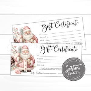 Editable Gift Certificate, Holiday Printable Gift Voucher, Editable Christmas Holiday Gift Certificate Template, Voucher, Instant Download