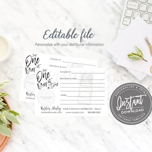 Etherische olie voorbeeldkaart, afdrukbare voorbeeldsjabloon, monster voor etherische oliën, olie visitekaartjes, BEWERKBAAR, Instant Download
