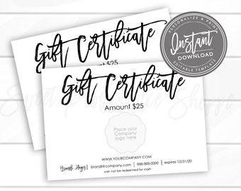 Editable Gift Certificate, Holiday Printable Gift for You Voucher, Editable Christmas Holiday Certificate Template, Voucher, Instant Access