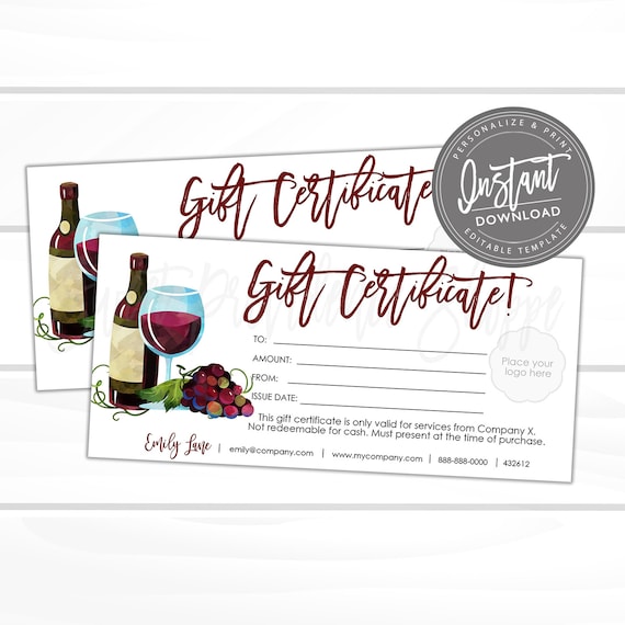 wine tour gift certificate