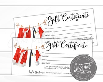 Editable Gift Certificate, Holiday Printable Gift Voucher, Editable Christmas Holiday Gift Certificate Template, Voucher, Instant Download