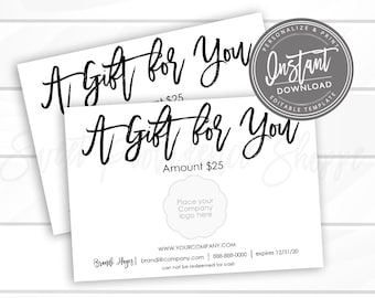Editable Gift Certificate, Holiday Printable Gift for You Voucher, Editable Christmas Holiday Certificate Template, Voucher, Instant Access