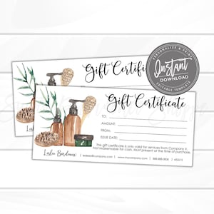 Certificat-cadeau modifiable, modèle de certificat-cadeau de massage spa, carte-cadeau imprimable de massage, bon, modifier maintenant - accès instantané