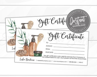 Editable Gift Certificate, Spa Massage Gift Certificate Template, Massage Printable Gift Card, Voucher, Edit Now - Instant Access