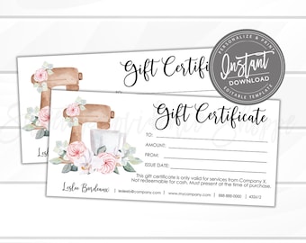 Editable Gift Certificate, Cooking Class Bakery Printable Gift Certificate, Baking Gift Card Template, Cookie, Edit Now - Instant Access