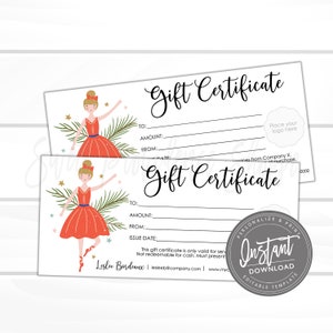 Editable Gift Certificate, Holiday Printable Gift Voucher, Editable Christmas Holiday Gift Certificate Template, Voucher, Instant Download