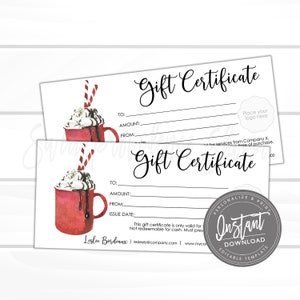 Editable Gift Certificate, Holiday Printable Gift Voucher, Editable Christmas Holiday Gift Certificate Template, Voucher, Instant Download
