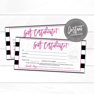 Editable Gift Certificate, Printable Gift Card ADD your LOGO, DIY Gift Certificate, Editable Gift Voucher Template, Edit Now- Instant Access