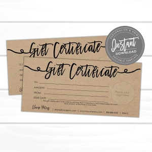 Bearbeitbarer Geschenkgutschein, druckbare Kraft-Geschenkkarte Füge dein LOGO hinzu, DIY-Geschenkgutschein, Geschenkgutscheinvorlage, Jetzt bearbeiten - Sofortiger Zugriff