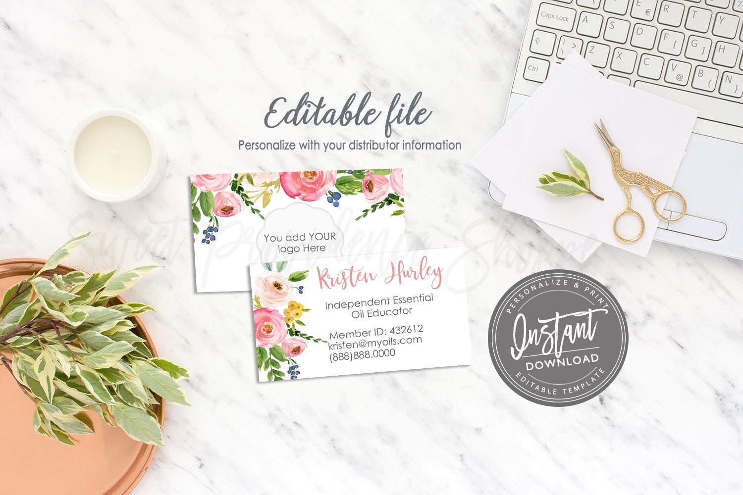 Essential Oil Business Card, Business Card Template, Editable Business ...