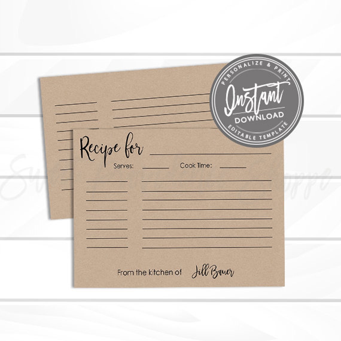 Printable Kraft Recipe Cards Kraft Recipe Card Recipes - Etsy