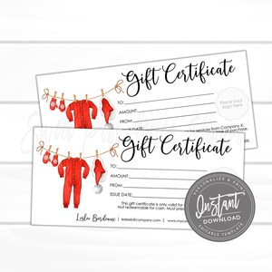 Editable Gift Certificate, Holiday Printable Gift Voucher, Editable Christmas Holiday Gift Certificate Template, Voucher, Instant Download