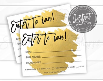 EDITABLE Raffle ticket template, Enter to win giveaway, Printable Personalized Business door prize entry form, Photography, Instant Access
