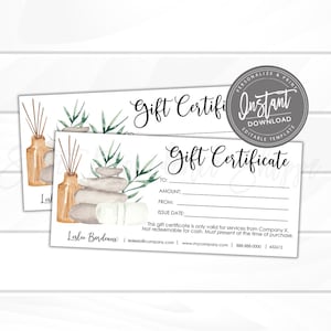 Buono regalo modificabile, buono regalo stampabile per massaggi, modello di certificato regalo per massaggio spa, voucher, modifica ora - Accesso immediato