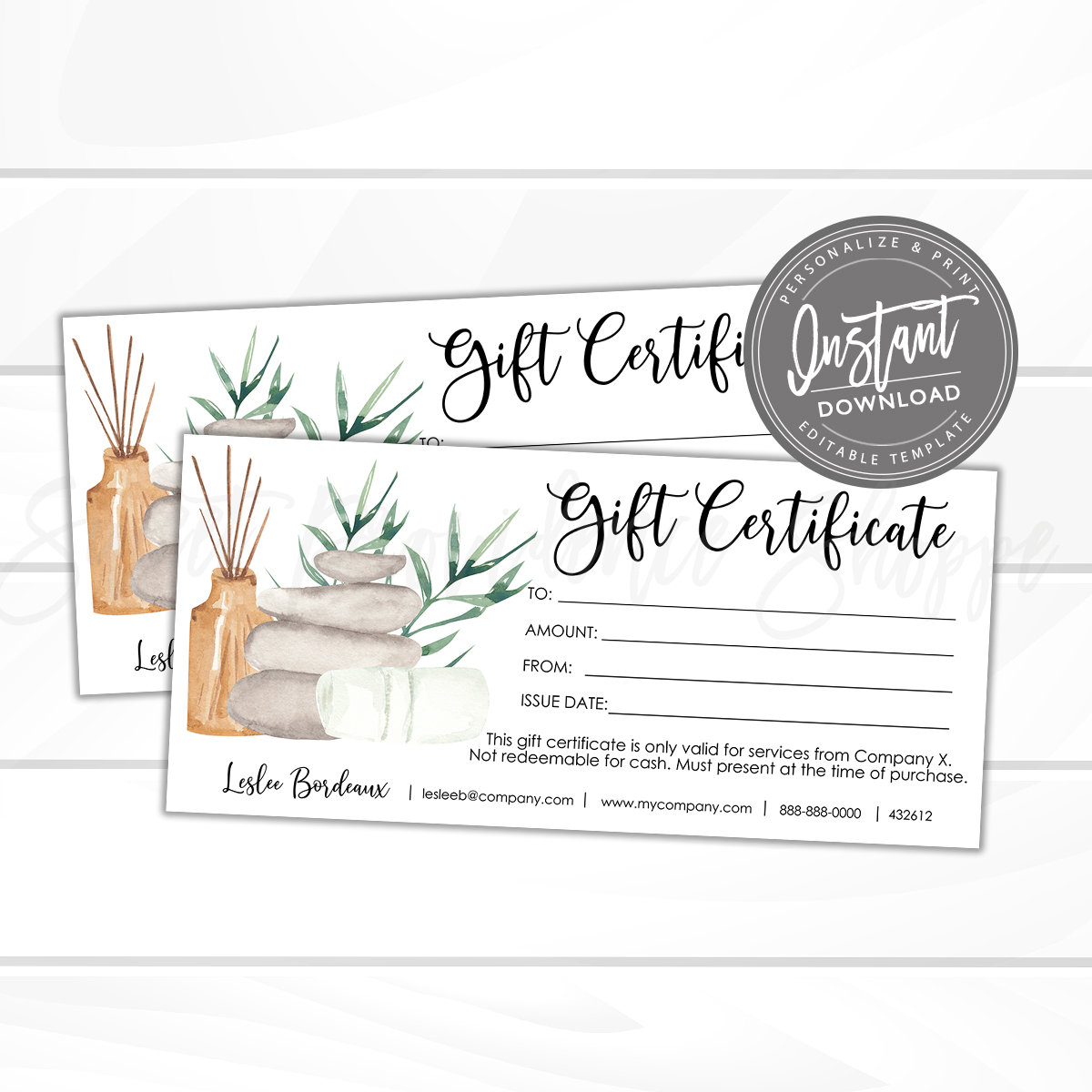 Editable Gift Certificate, Massage Printable Gift Card, Spa Massage Gift Certificate Template, Voucher, Edit Now - Instant Access - Etsy for Editable Free Printable Massage Voucher Template