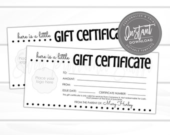 Editable Gift Certificate Printable, Gift Voucher, Christmas Gift Certificate Template, Editable Voucher, Instant Download