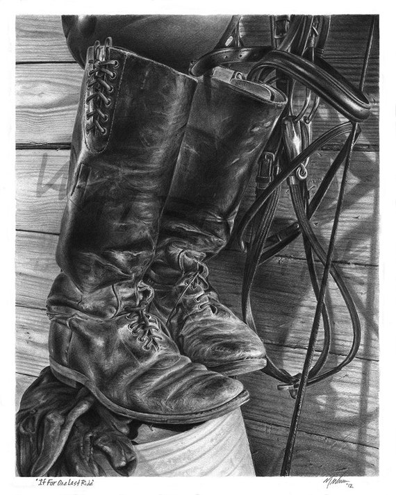 If For One Last Ride Barn Texas Cowboy Pencil Drawing Etsy