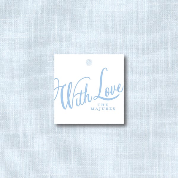 Personalized Gift Tag, Custom Gift Tag, Family Gift Tag, Blue Gift Tag, With Love Tag