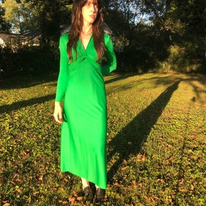Vintage 60s Kelly Green Lillie Rubin Gown // Vintage Long Sleeved Dress