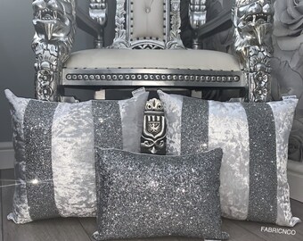 silver glitter cushions