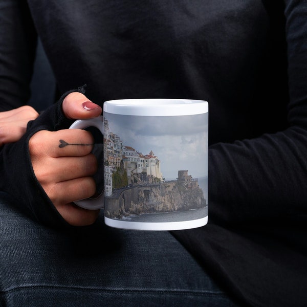 Amalfi Coast Coffee Mug Gift - Travel Photography Cup - Italy Souvenir - Coastline Decor - Travel Gift - Italian Espresso, Mediterranean Mug