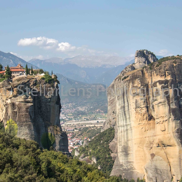 Meteora Print - Greece Art - Greek Home Decor - Monastery Picture - Monk Canvas - Greece Wallpaper - Greece Gift - Travel Photography Print