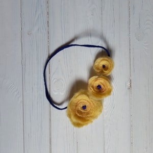 Blue Yellow Felt Necklace | Ukraine Colors Necklace | Floral Accessories | Floral Felted Necklace | Made in Ukraine | Ukrainian shops