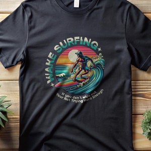 Beach Vibes Wake Surfing T-Shirt: Water Sports Apparel for Wave Riders & Ocean Enthusiasts