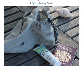 Zip Free Bauchtasche Schnittmuster, Knopf & Schlaufe Verschluss (PDF-Muster)