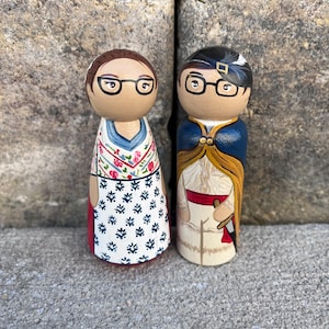 Custom Portrait Peg Dolls, Hand Painted Look Alike Dolls, Personalized Family Dolls, Portrait Doll Gift, Custom Family Portrait