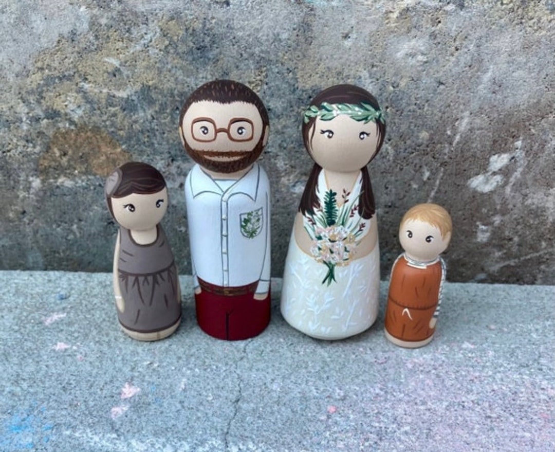 Custom Wedding Cake Topper – Personalized Peg Doll Bride & Groom From ...