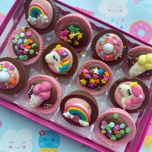 Unicorn chocolate shaped cupcakes