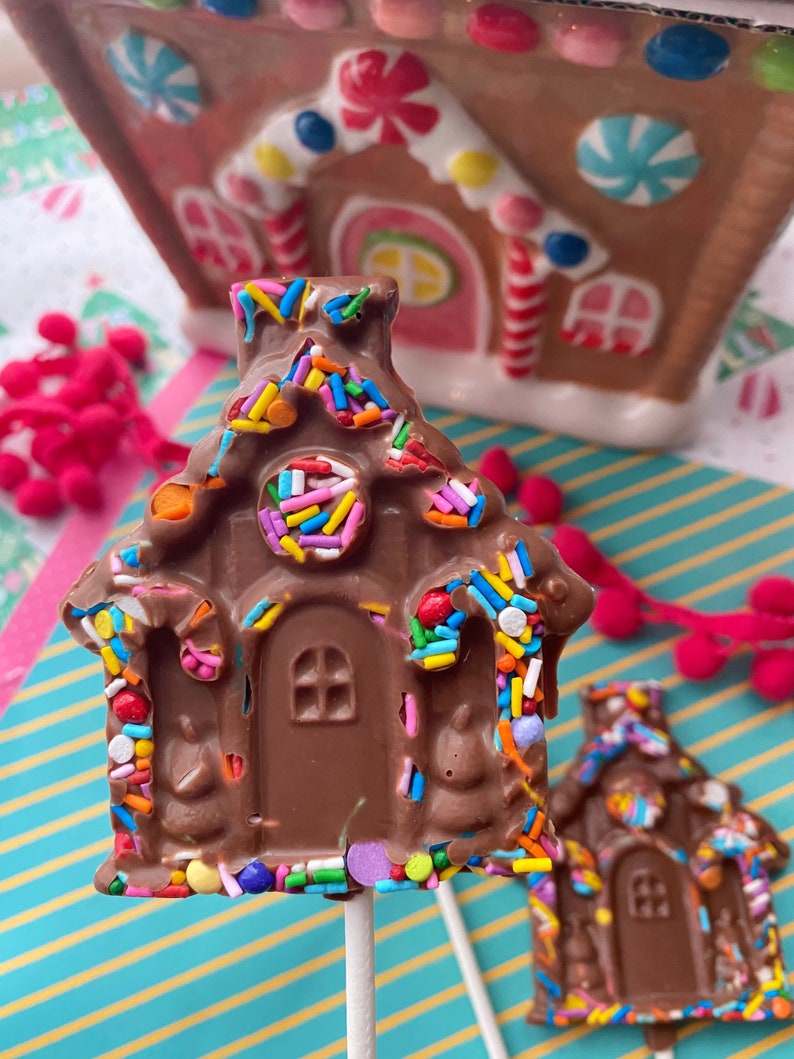 Gingerbread house Christmas lollipops x3 | Etsy