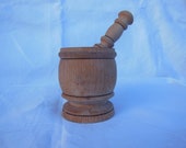 Vintage Wooden Mortar and Pestle, Handmade Hand painted Decorative, KITCHEN WOOD ACCESSORIES, A little wooden mortar
