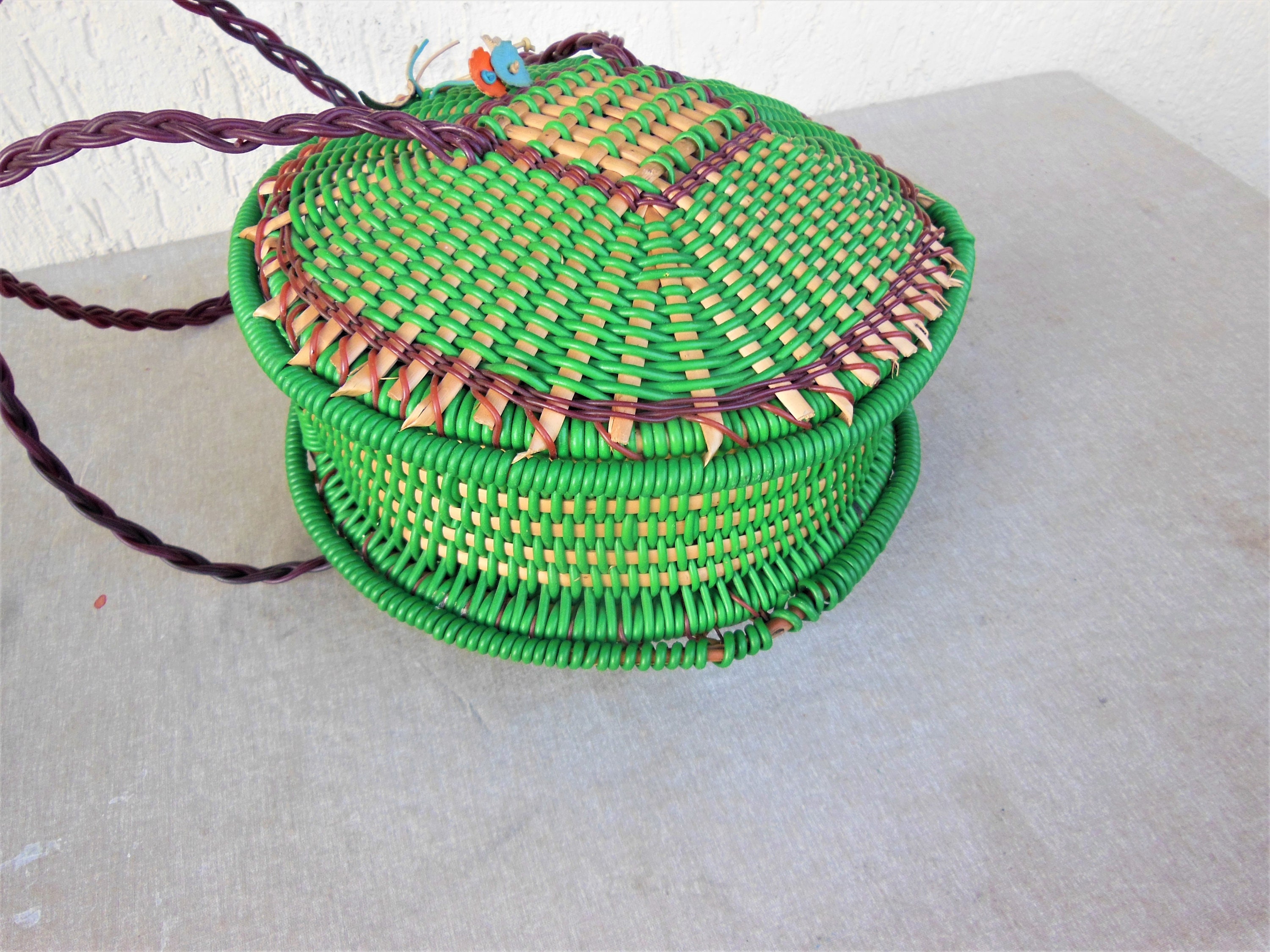 1970/80's Plastic Wicker Basket / Shopping Basket / Wicker Etsy