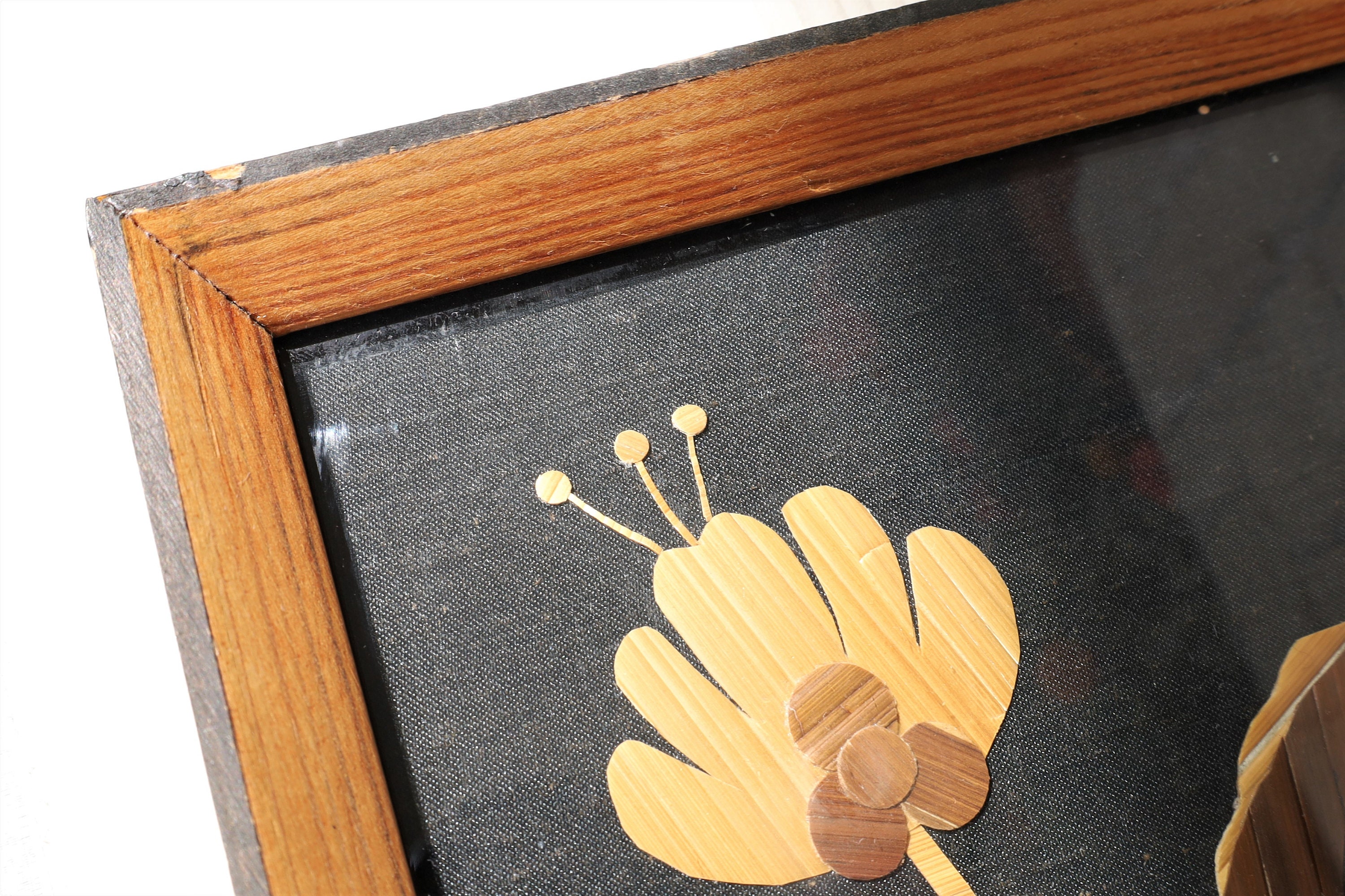 Vintage Straw Painting Flower Painting Straw Flowers Etsy