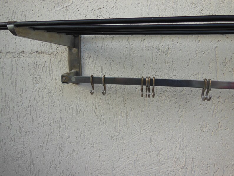 Vintage Metal Wall Rack With Hooks Vintage Metal Wall Hanger Etsy