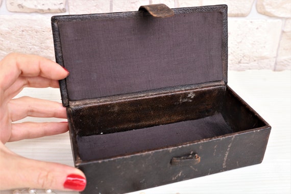 Vintage  Jewelry Leather Box , Antique Box,  Jewe… - image 5